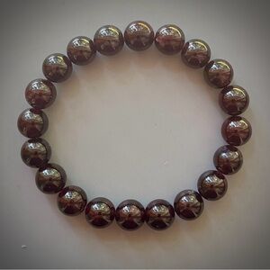 Deep Red Garnet Handcrafted Bead Bracelet